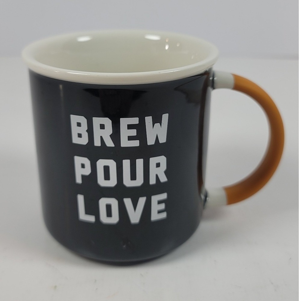Starbucks 2018 Brew Pour Love Coffee Mug 12oz Black Orange Ceramic Cup